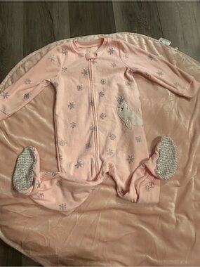 Carter's Pink Footed One-Piece with Narwhal and Snowflake Accents